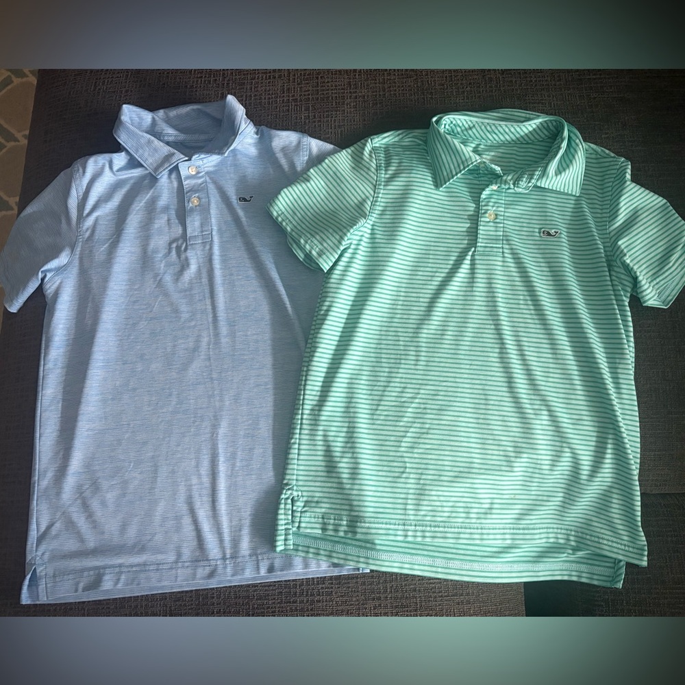 Vineyard Vines Boys Polo Shirts, Size S (8-10), Blue and Mint Green